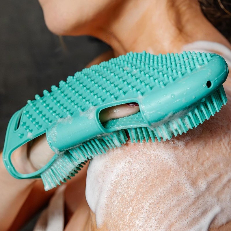 Guante exfoliante de silicona, exfoliante corporal higiénico con ganchos de