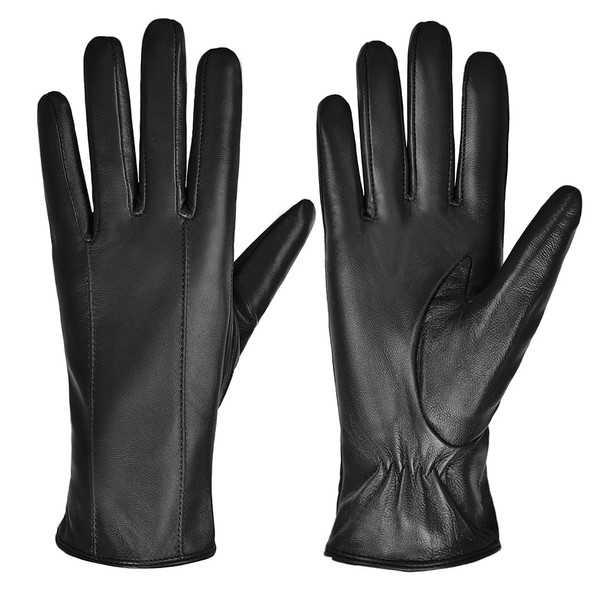 MGGMOKAY Womens Leather Gloves Winter Warm Touchscreen Gloves with Cashmere