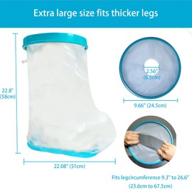 Tideshake Non-Slip Extra Wide Waterproof Leg Cast Cover for Showering, Reusable Adult Extra-Large Size Half Leg Cast Protector, Cast Bag for Shower, Cast Cover for Showering Foot