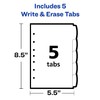 AVERY Durable Plastic Write-On Dividers, 5-1/2" x 8-1/2", 5 tabs,