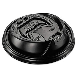 Optima Hot Cup Lids, 12-24oz Cups, Black, 100/Sleeve, 10 Sleeves/Carton