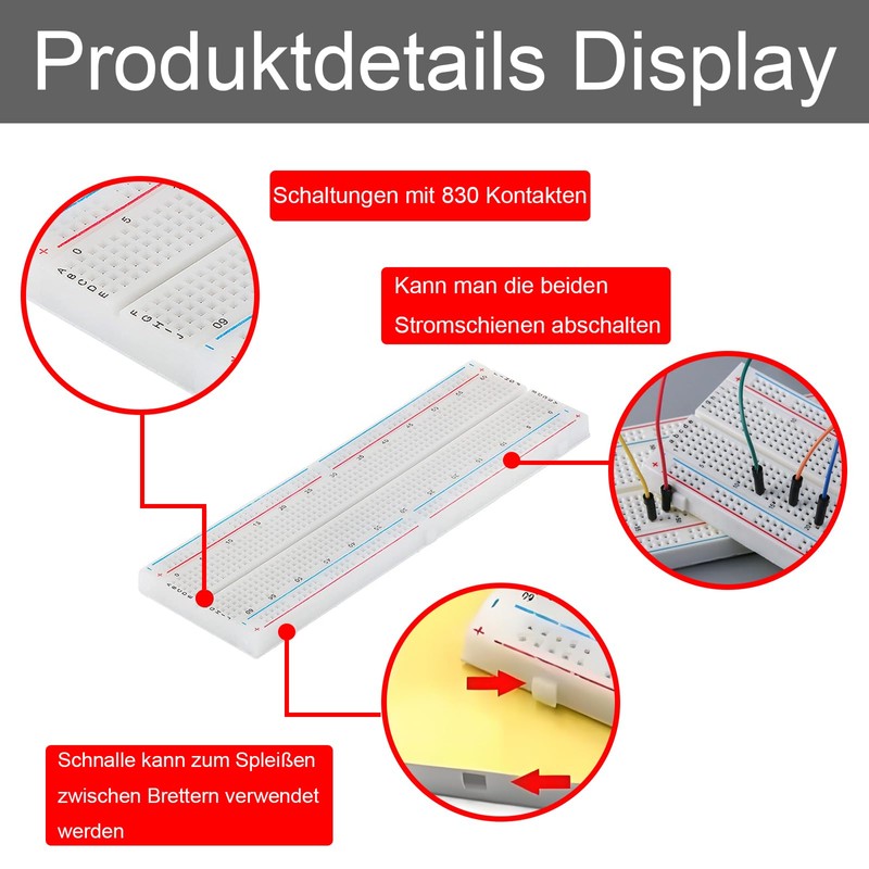 GERUI Breadboard 830 Pin Solderless Prototype PCB Board Kit for