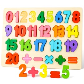 LovesTown Wooden Puzzles for Kids, Number Shape Puzzles Preschool Educational Toys Montessori Toddler Puzzles for Boys Girls
