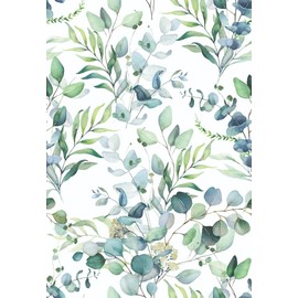 Main Street 24-Pack of 11 x 16" Peel and Stick Eco-Friendly Wallpaper Sheets – Eucalyptus Design, Removable, Easy-to-Apply Stick-On Wall Décor