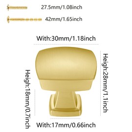 BIGLUFU 12Pcs Cabinet Knobs Square Solid Brass Drawer Vintage Retro Handles Pulls for Cabinets,Dresser,Kitchen Cupboards,Wardrobes,Chest Drawer with Screws (30mm)