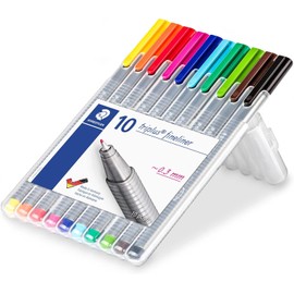 Staedtler Triplus Fineliner 0.3 mm porosas Point Pen 334 – SB10, Paquete de 10