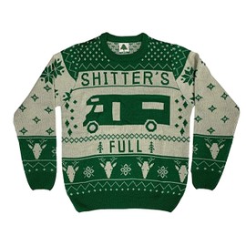 Christmas Vacation Shitter's Full Ugly Christmas Sweater Green (X-Large)
