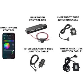 LEDGlow Add-On Bluetooth 12V Control Box Upgrade for 4-Seater & 6-Seater Golf Cart Underbody Underglow Kits - Only Compatible with LEDGlow Golf Cart Kits - Includes Junction Cables for Lighting Tubes