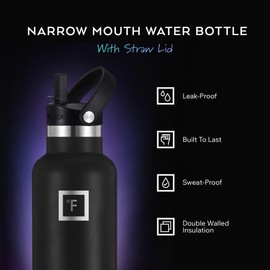 IRON °FLASK Camping & Hiking Hydration Flask with Straw, BPA-Free Insulated Stainless Steel Sports Water Bottle - 32 oz Burgundy