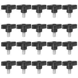 HARFINGTON 20pcs Wing Knobs M8 x 14mm Male Thread Plastic Tee Stud Knobs T Threaded Handles Hand Clamping Tightening Thumb Screws Thumbscrew, Black