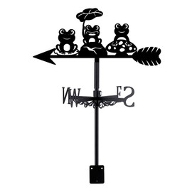 SUPERDANT Three Frogs Weather Vane for Roof Mount Metal Weathervane Lotus Leaf Mushroom Wind Vanes for Outside Roof Decor Black Wind Decorative Signs for Farmhouse Yard Farm Sheds Garden Decoration