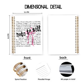 JWVK Coquette Pink Bow Mental Health Spiral Notebook, Self Love Journal to Women, Note to Self Inspirational Notebooks Journals, Positive Affirmations for Women,5.5x8.3 Inch