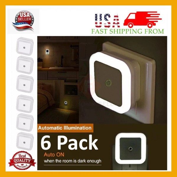 6 Pcs Plug-in LED Night Lights Lamp Dusk to Dawn