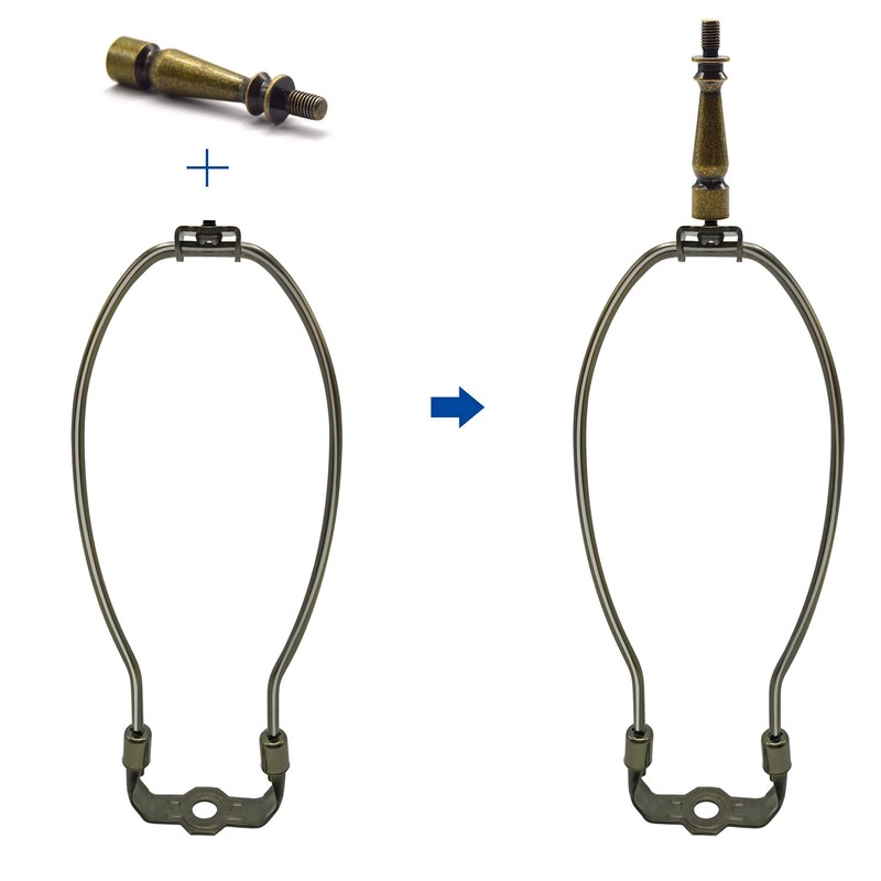 ECUDIS Lamp Shade Risers Lamp Finial Extender, 2 Pack (Antique