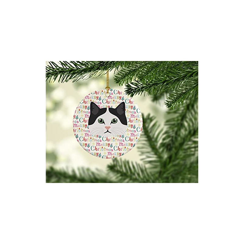 Ragamuffin Cat Christmas Ceramic Ornament
