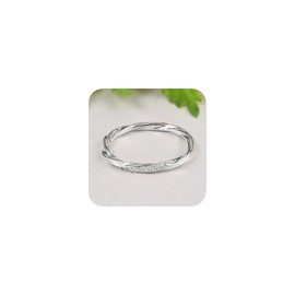 Twisted Infinity Stackable Ring 925 Plated Silver Cut 5A Cubic Zirconia Wedding Band Promise Engagement Rings for Women Size 7(Silver)
