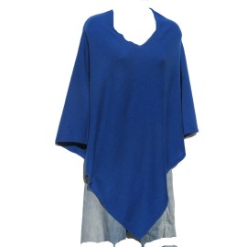 Tribal Designs by Neela Cashmere Blend | Poncho | Knit | V-Neck | Nepal | Handmade | Blueberry