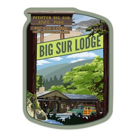 Die Cut Sticker Big Sur, California, Big Sur Lodge, Contour Vinyl Sticker 1 to 3 inches (Waterproof Decal for Cars, Water Bottles, Laptops, Coolers), Small