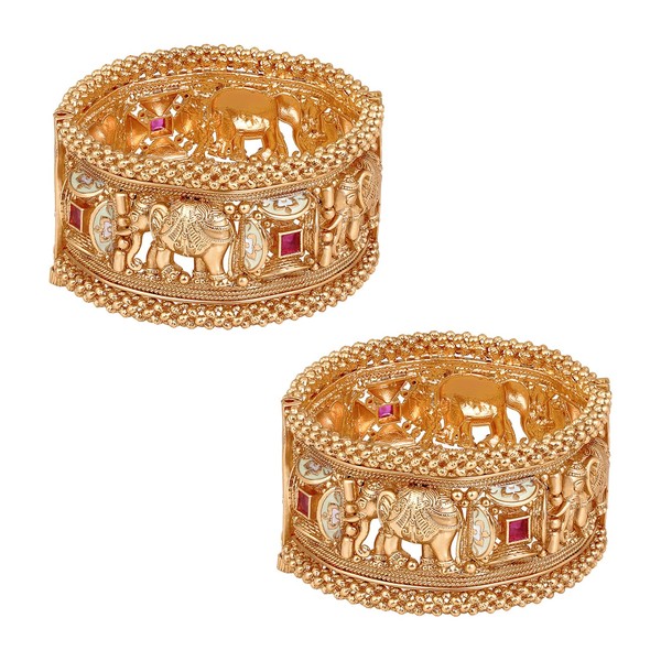 Aheli 2.4 Inch Openable Kada Bangle Set of 2 Gift