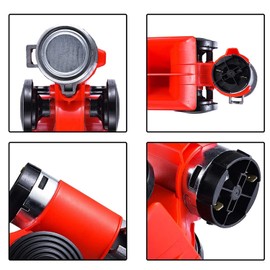 Oshotto Nautilus Twin Air Horn Universal for Cars, Trucks, Boats, ATVS, Motorcycles and Scooters Standard Red