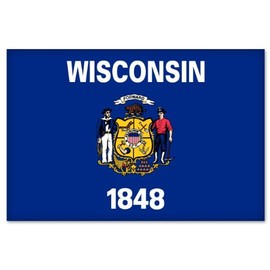Wisconsin State Flag car Bumper Sticker 5" x 4"