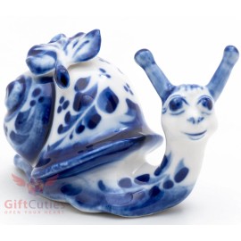Handmade Porcelain gzhel Snail figurine handmade Гжель