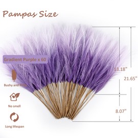 Acfruits 60Pcs Purple Gradient Faux Pampas Grass Decor, 21.7" Pompas Grass Flower Arrangement and Vase Filler for Boho Home Wedding Decoration