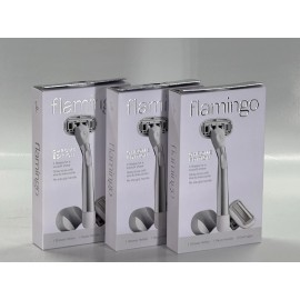 Flamingo Lot of 3 - Flamingo Chrome | 1 Shower Holder | 1 Razor Handle | 2 Cartridges