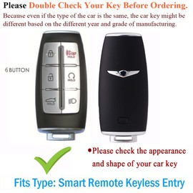 SANRILY 6 Button Key Fob Cover for Genesis G80 2021 2022 GV80 Keyless Entry Keychain Holder Full Protection Leather Smart Key Case Shell Brown