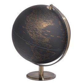 Torre & Tagus Black and Gold Globe for Adults - 8" Rotating Earth Globe Decor on Stand For Home Decor, Office Decoration Desk Globe For Office & Earth Spinning Globe Map Of The World (Black Globe)