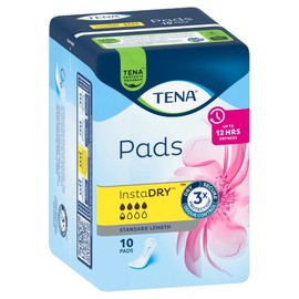 Tena InstaDRY Standard Length Pads X 10 (Limit 4 per order)