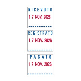 Trodat Professional 5430/L Stamp Date Self-Inking Red/Blue with Italian Text - Receipt - Paid - Registered