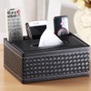 PU Leather Rectangular Remote Control Tissue Box Organizer Tissue Box