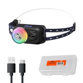 Fenix HL17R Camping Headlamp, 500 Lumen Ultralight USB Rechargeable Clip-On Flashlight, Waterproof Running Hiking with Red & Multicolor Light, Gesture Sensing, Lumentac Organizer (Black)