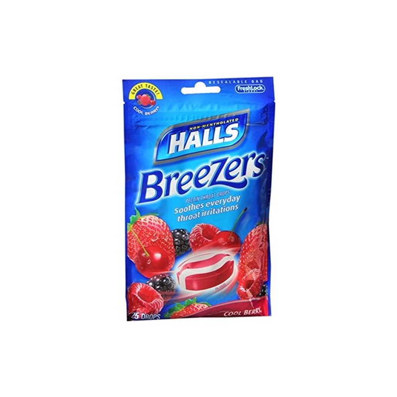 Halls Breezers Drops Cool Berry 25 Each (Pack of 11)