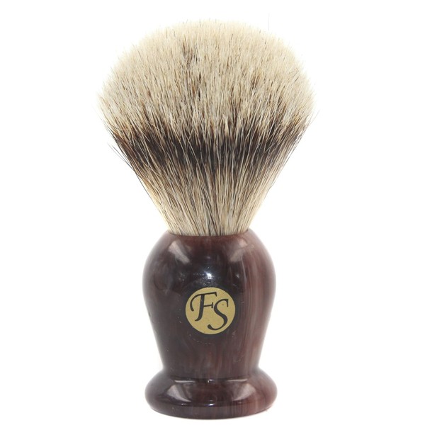 Fs Silvertip Badger Bristle Brush Faux Agate Handle,20mm Knot Comes w/ with Free Stand