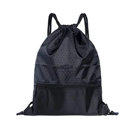 Mochila con cordón, Saco trasero con cordón, Mochilas de viaje, Bolsas con Cordón Al Aire Libre Saco Playa Viaje Fitness Almacenamiento Mochila para Escalar Gimnasio Yoga Danza 50 * 42cm (NEGRO)