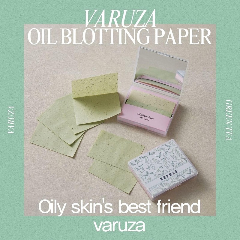 [100 Counts + Mirror Case] Green Tea Natural Oil Blotting