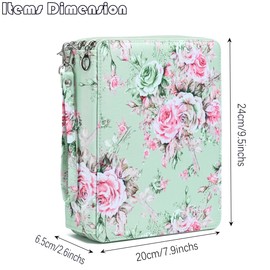 YOUNGCOL 200 Slots Colored Pencil Case Color Pencil Organizer Storage Large Capacity Pencils Holder (Green Rose, 120 Slots)