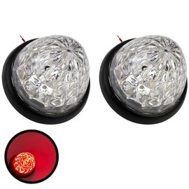 3.5" Inch Diameter 16 LED Round Beehive Cone Watermelon Trailer Side Marker Lights Red Amber Clear Lens Submersible 12V Rear Lights Peterbilt Trucks ATV Motorcycle (Clear Lens (Red LED), 2 Piece)