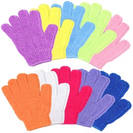 Exfoliating Gloves | Bamboo Shower Gloves | 20pcs Bath and Body Exfoliator Mitts | Scrubs Away Ingrown Hair and Dead Skin for Shower, Spa, Massage and Dead Skin Cell Remover Loofah - 10 Colours