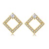18k Gold-Plated Copper Hoop Earrings Square Frame Zircon Stud Earrings