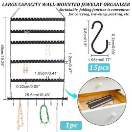 nbeads Wall Hanging Jewellery Organiser, Hanging Necklace Stand Earring Necklace Holder Wall Mount Earring Display Holder Hanging Earring Organiser for Earrings Necklaces Bracelets