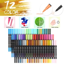 Sonlaryin Dual Brush Pen Set, Brush Pens 72, Fineliner Set, Felt Pens Thick and Thin for Children, Hand Lettering Pens for Calligraphy Watercolour Brush Manga, Painting, Colouring Pens for Adults