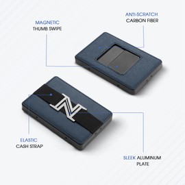 Zitahli Wallet - Minimalist Credit Card Holder with Money Strap, Slim Metal Men's Wallets with RFID Blocking, Pop Up with Magnetic Thumb Swipe