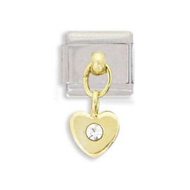 Clearly Charming Crystal Heart Dangle Italian Charm