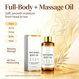 Skincu Anti-Aging Body Oil with Plant-Based Oils, Lightweight Firming Moisturizer for Dry Skin, Non-Greasy Glow Oil for Face & Body, Fast Absorbing Massage Oil for Smooth-Looking Skin (3.38 Fl Oz)