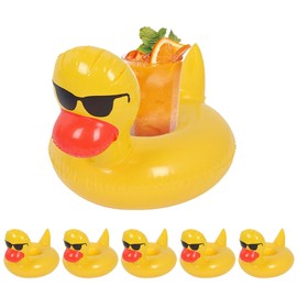 Getränkehalter Pool, 6 Stück Aufblasbarer Wasserbecher Halter, Party Pool Aufblasbarer Becherhalter, Mini Getränkeuntersetzer Set, für Sommer Beachparty Pool Hawaii Party, Gelbe Ente