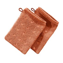 Möve Quadretti Terracotta Terry Wash Mitt 15 x 20 cm Pack of 2