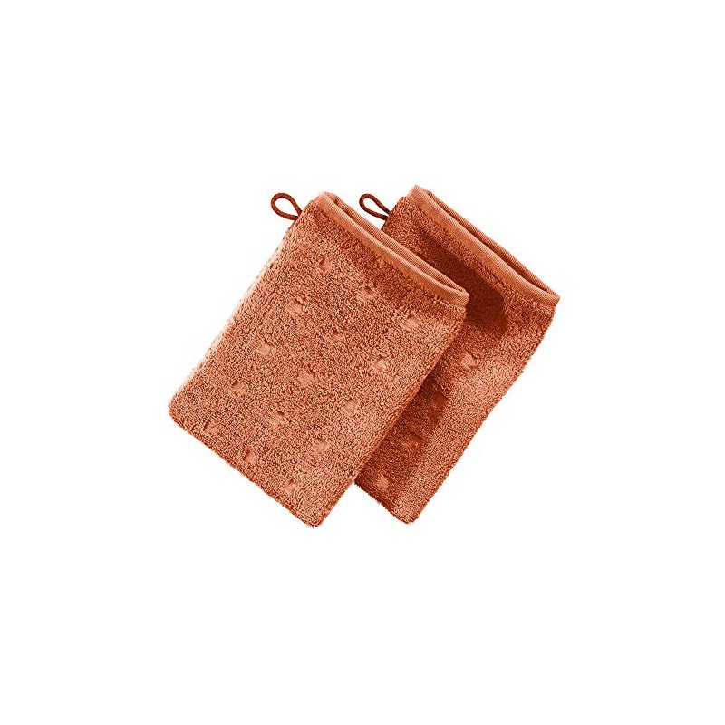 Möve Quadretti Terracotta Terry Wash Mitt 15 x 20 cm